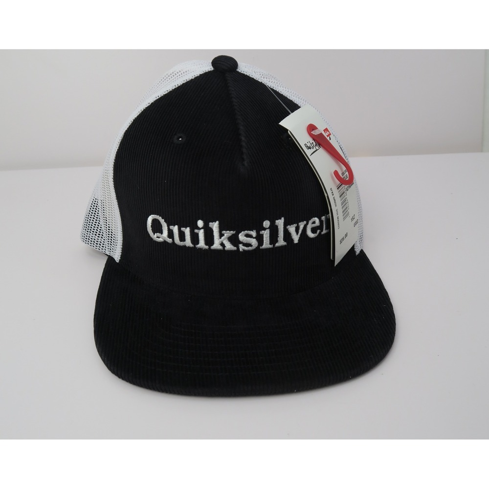 Quiksilver‎ Cordon Hue Trucker Hat Black Corduroy White Mesh Snapback